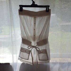White light weight strapless romper